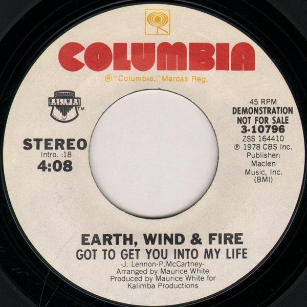 Earth, Wind & Fire : Got To Get You Into My Life (7", Single, Mono, Promo)