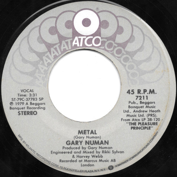 Gary Numan : Cars (7", Single, Spe)