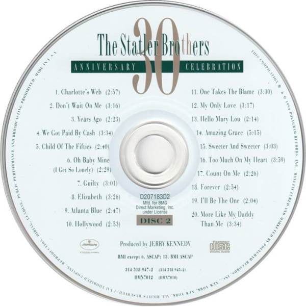 The Statler Brothers : A 30th Anniversary Celebration (3xCD, RE + Box, Comp, Club, RM)