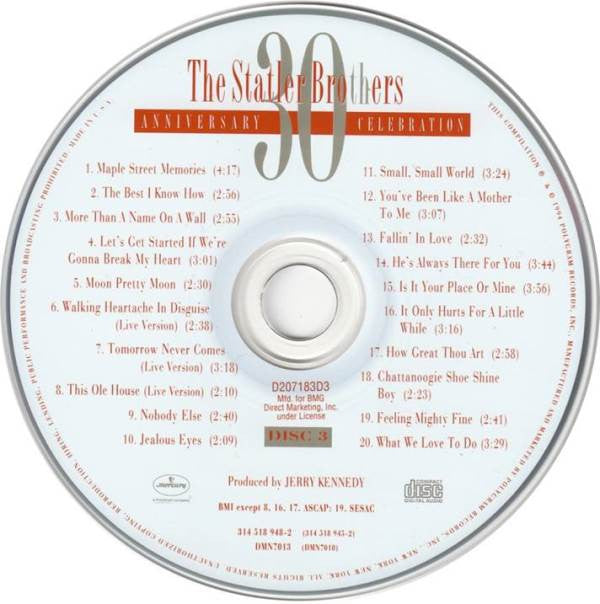 The Statler Brothers : A 30th Anniversary Celebration (3xCD, RE + Box, Comp, Club, RM)