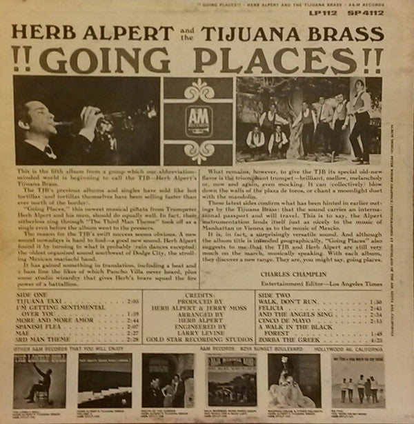 Herb Alpert And The Tijuana Brass* : !!Going Places!! (LP, Album, Mono, Ter)