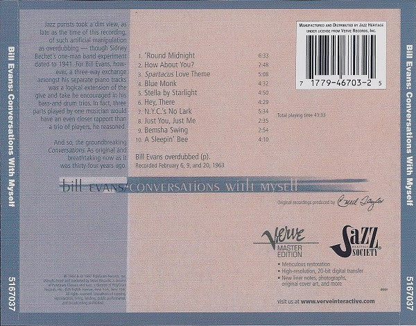 Bill Evans : Conversations With Myself (CD, Album, RE, RM)