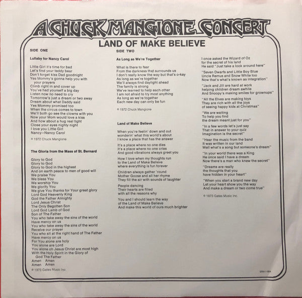Chuck Mangione With The Hamilton Philharmonic Orchestra* : A Chuck Mangione Concert Land Of Make Believe (LP, Album, RE, Ter)
