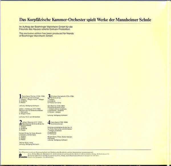 Kurpfälzisches Kammerorchester Mannheim : Musik Aus Mannheim (2xLP, Comp, S/Edition)