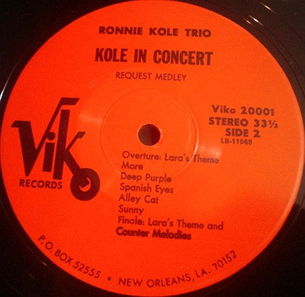 Ronnie Kole Trio : Kole In Concert (LP)