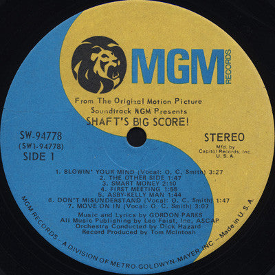 Gordon Parks : Shaft's Big Score! - The Original Motion Picture Soundtrack (LP, Album, Club)