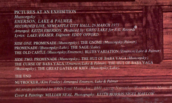 Emerson, Lake & Palmer : Pictures At An Exhibition (LP, Album, Club, RCA)