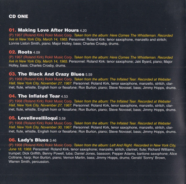 Rahsaan Roland Kirk* : Spirits Up Above: The Rahsaan Roland Kirk Anthology - The Atlantic Years 1965-1976 (2xCD, Comp)