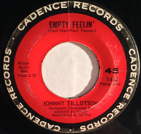 Johnny Tillotson : Out Of My Mind / Empty Feelin' (7", Single)