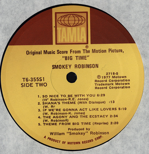 Smokey Robinson : Big Time (Original Music Score From The Motion Picture) (LP)