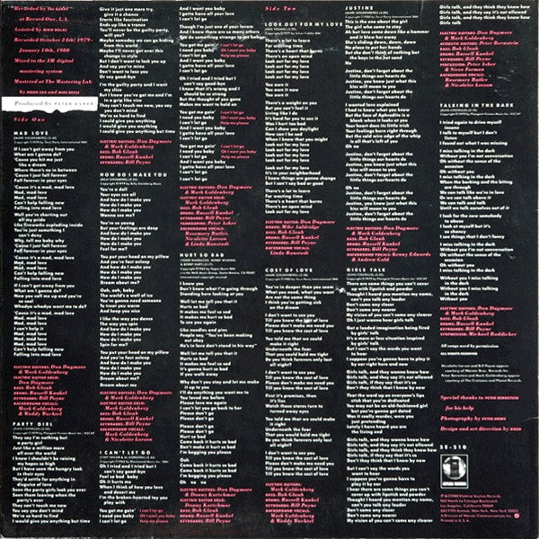Linda Ronstadt : Mad Love (LP, Album, AR )
