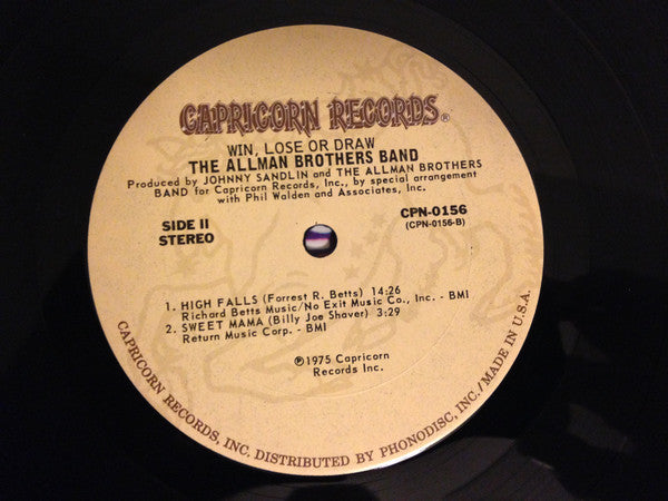 The Allman Brothers Band : Win, Lose Or Draw (LP, Album, RE, Gat)