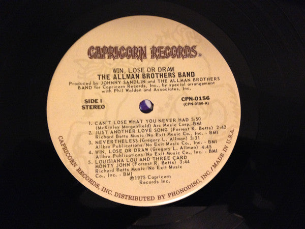 The Allman Brothers Band : Win, Lose Or Draw (LP, Album, RE, Gat)