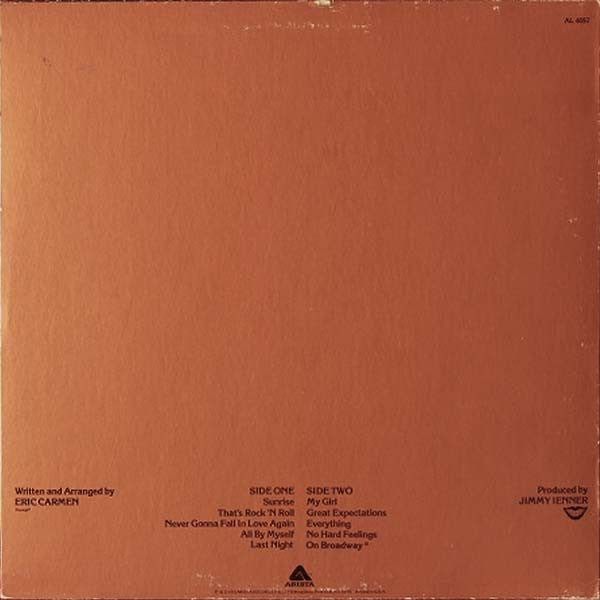 Eric Carmen : Eric Carmen (LP, Album, RP, PRC)