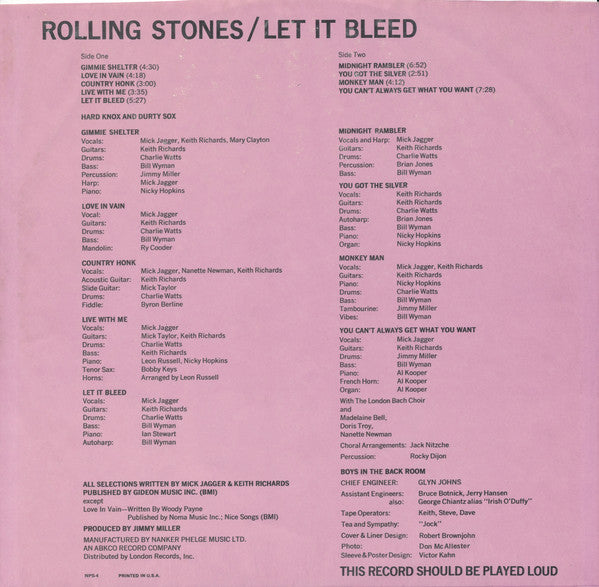 Rolling Stones* : Let It Bleed (LP, Album, Ter)