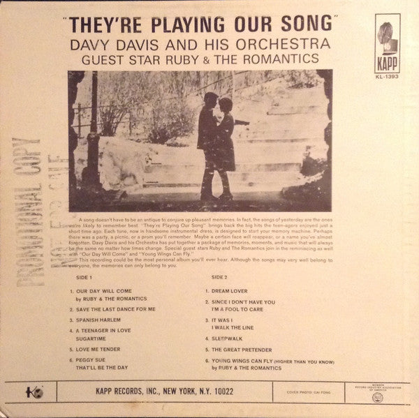 Davy Davis And His Orchestra : They're Playing Our Song (LP, Album, Mono)