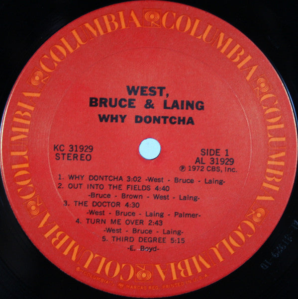 West, Bruce & Laing : Why Dontcha (LP, Album, RE)