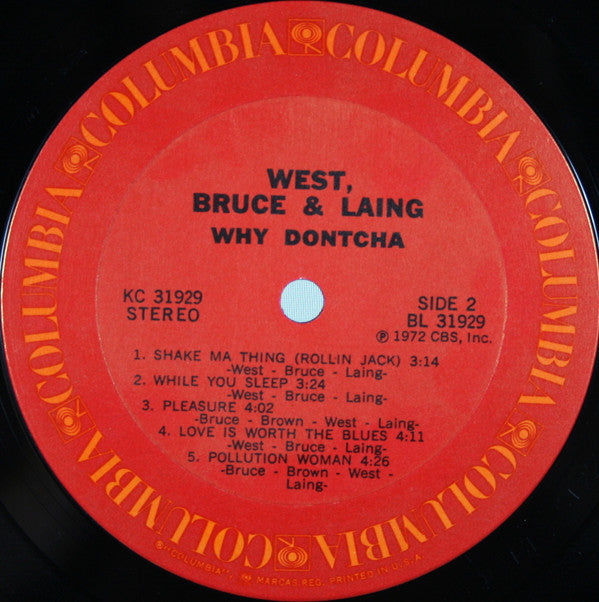 West, Bruce & Laing : Why Dontcha (LP, Album, RE)