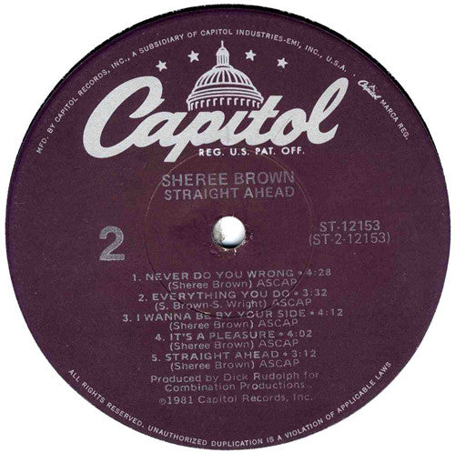 Sheree Brown : Straight Ahead (LP, Album, Win)