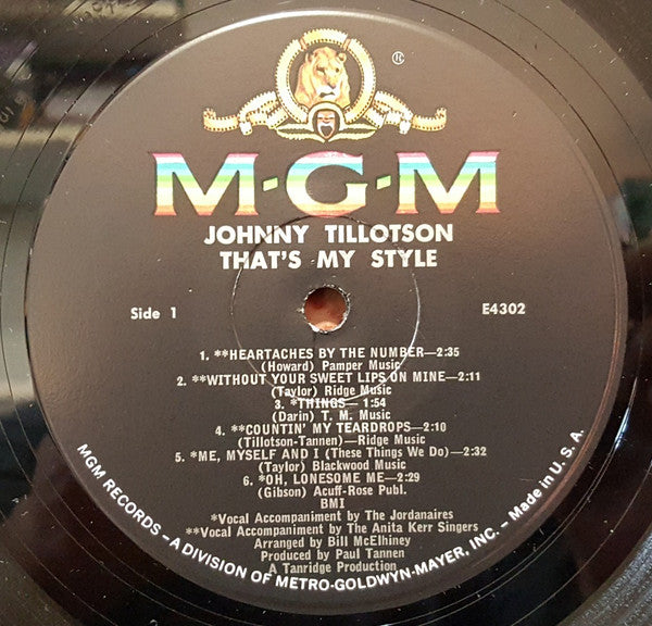 Johnny Tillotson : That's My Style (LP, Mono)
