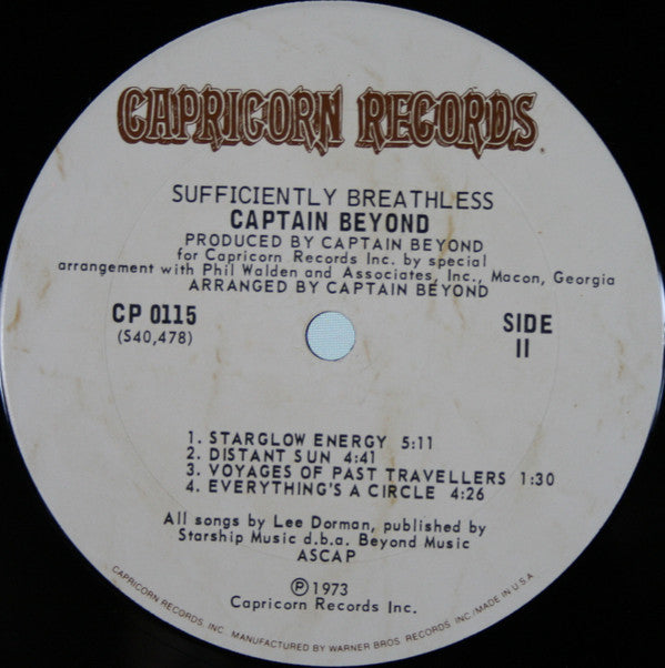 Captain Beyond : Sufficiently Breathless (LP, Album, Gat)
