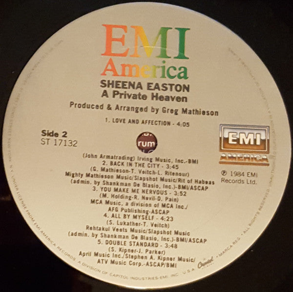 Sheena Easton : A Private Heaven (LP, Album, Club)
