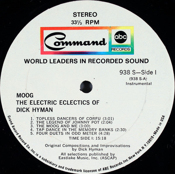 Dick Hyman : Moog - The Electric Eclectics Of Dick Hyman (LP, Album, Gat)