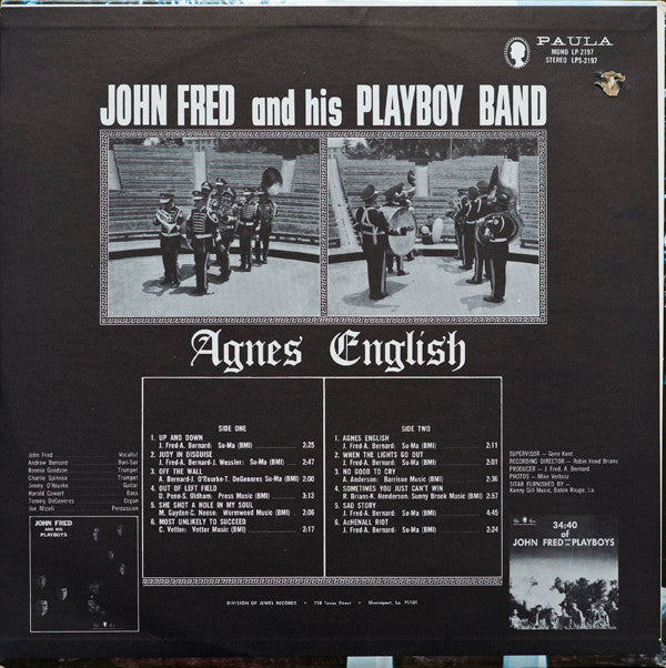 John Fred And His Playboy Band* : Agnes English (LP, Album, Whi)