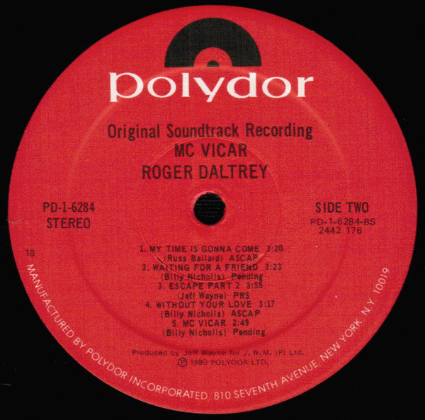 Roger Daltrey : McVicar (Original Soundtrack Recording) (LP, Album, 18 )