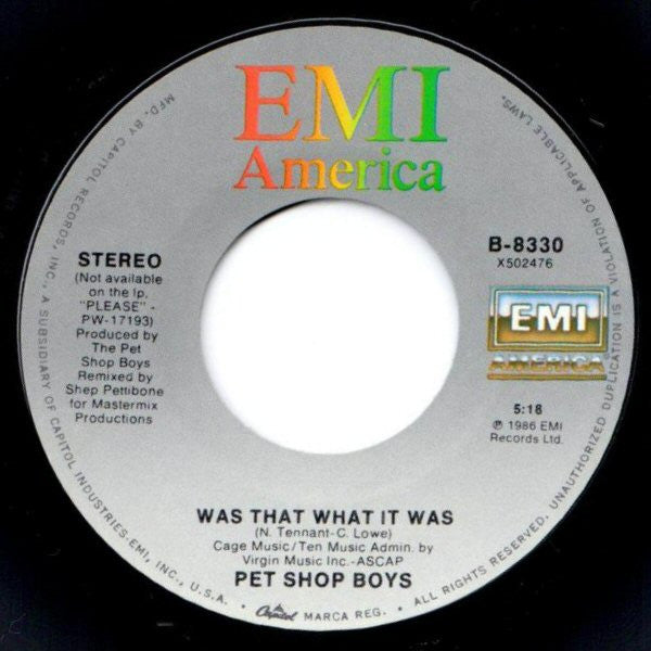 Pet Shop Boys : Opportunities (Let's Make Lots Of Money) (7", Single, Styrene, All)