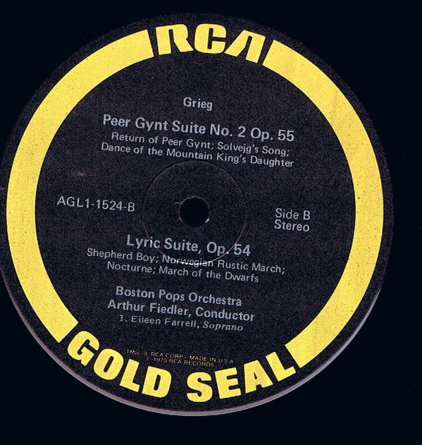 Grieg* / Eileen Farrell, Arthur Fiedler, Boston Pops* : Peer Gynt Suites Nos. 1 & 2 / Lyric Suite (LP, RE, RM, Ind)