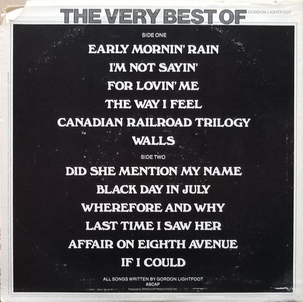 Gordon Lightfoot : The Very Best Of Gordon Lightfoot (LP, Comp, RE)
