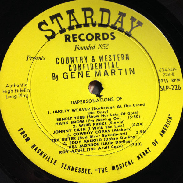 Gene Martin : Country & Western Confidential (A Backstage Expose) (LP)