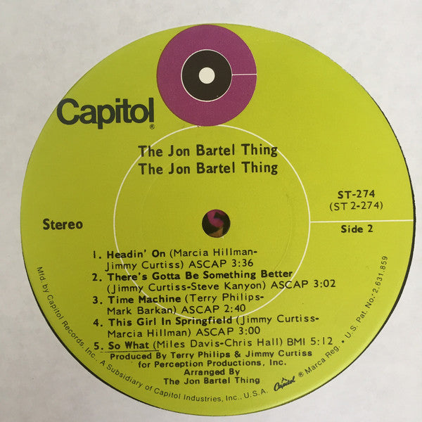The Jon Bartel Thing : The Jon Bartel Thing (LP, Album, Los)