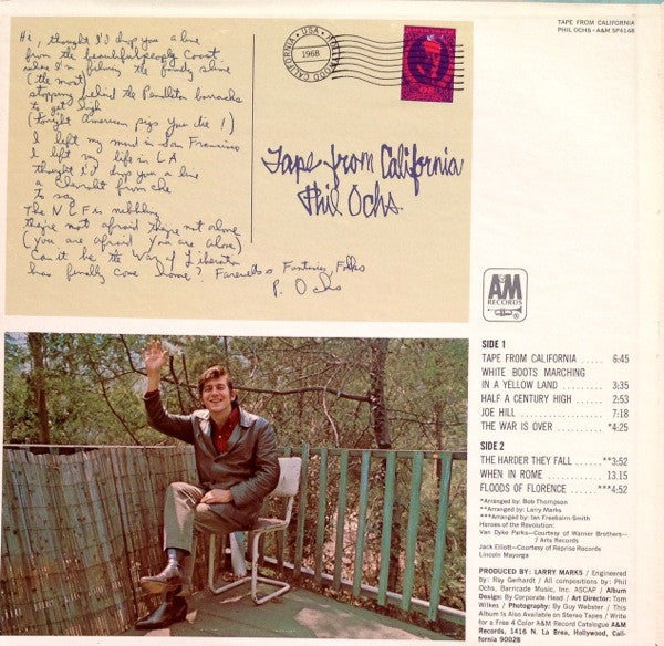 Phil Ochs : Tape From California (LP, Album, Ter)