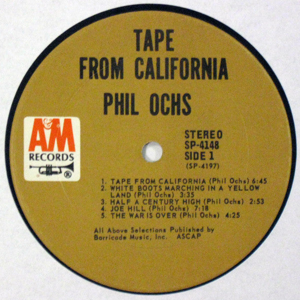 Phil Ochs : Tape From California (LP, Album, Ter)