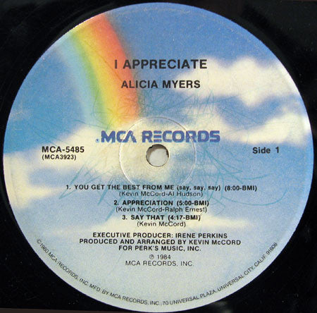 Alicia Myers : I Appreciate (LP, Album, Pin)