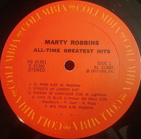Marty Robbins : Marty Robbins' All-Time Greatest Hits (2xLP, Comp, Ter)