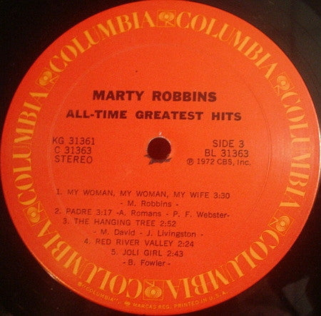 Marty Robbins : Marty Robbins' All-Time Greatest Hits (2xLP, Comp, Ter)