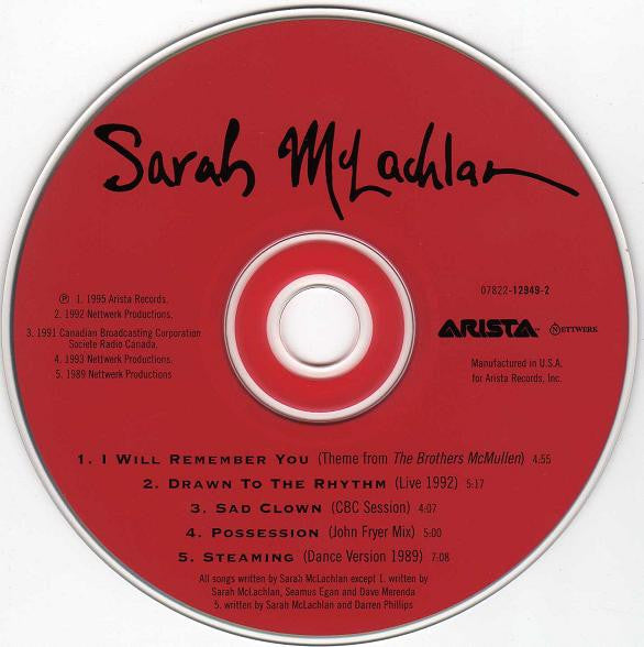 Sarah McLachlan : I Will Remember You (CD, Maxi)