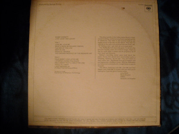 Bobby Barnett : Lyin' Lovin' & Leavin' (LP, Album)