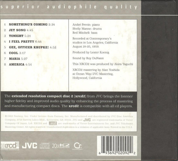 André Previn And His Pals*, Shelly Manne & Red Mitchell : West Side Story (XRCD, Album, RE, RM)