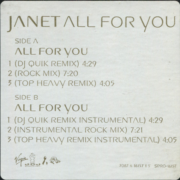 Janet Jackson : All For You (12", Promo)