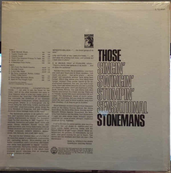 The Stonemans : Those Singin' Swingin' Stompin' Sensational Stonemans (LP, Album)