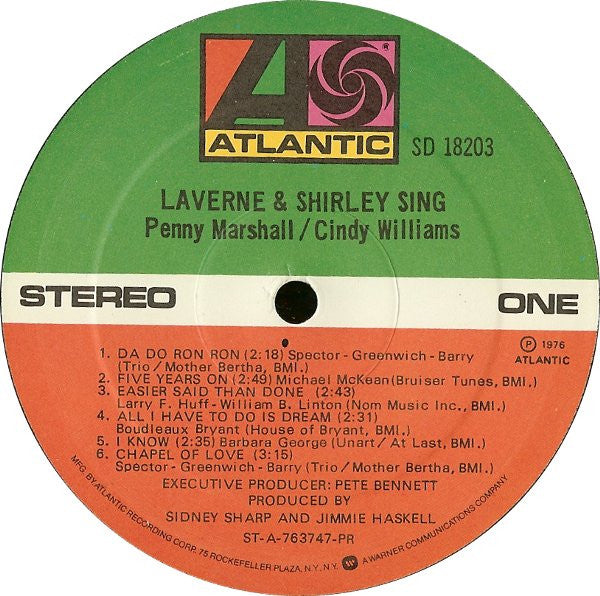 Penny Marshall & Cindy Williams : Laverne & Shirley Sing (LP, PR)