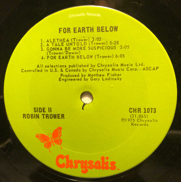 Robin Trower : For Earth Below (LP, Album, Ter)