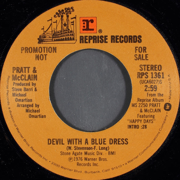 Pratt & McClain : Devil With A Blue Dress (7", Mono, Promo)