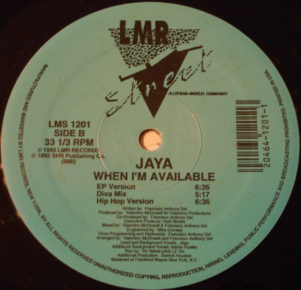 Jaya (2) : When I'm Available (12", Single)