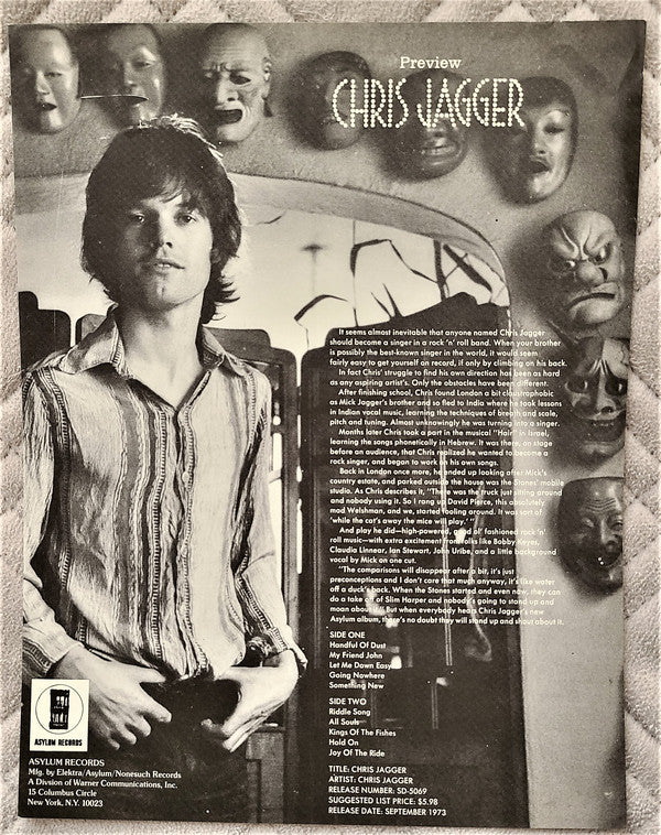 Chris Jagger : Chris Jagger (LP, Album, Promo)