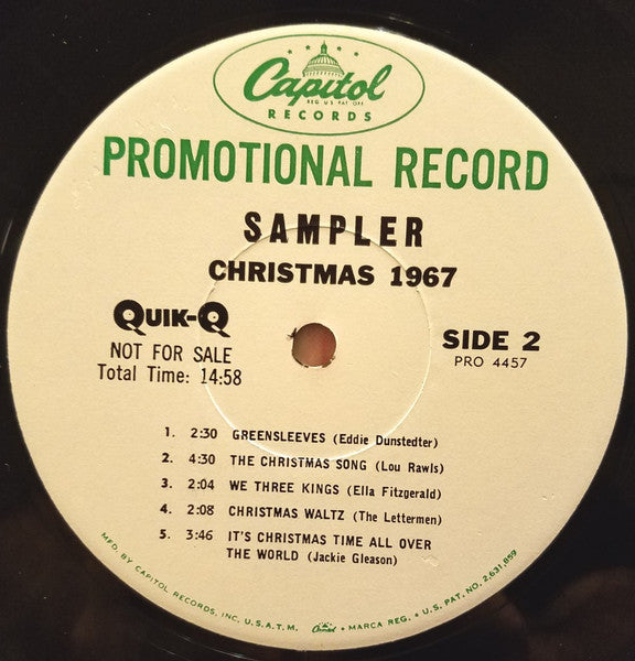 Various : The Capitol Disc Jockey Album For Christmas December 1967 (LP, Album, Promo, Smplr, Transcription)